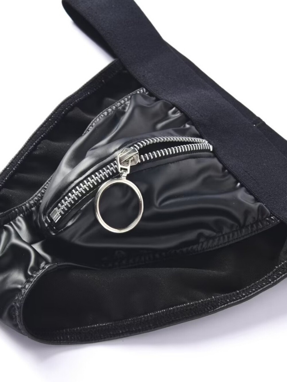 Zip Front Leather Sport Brief - Picture 6 of 9